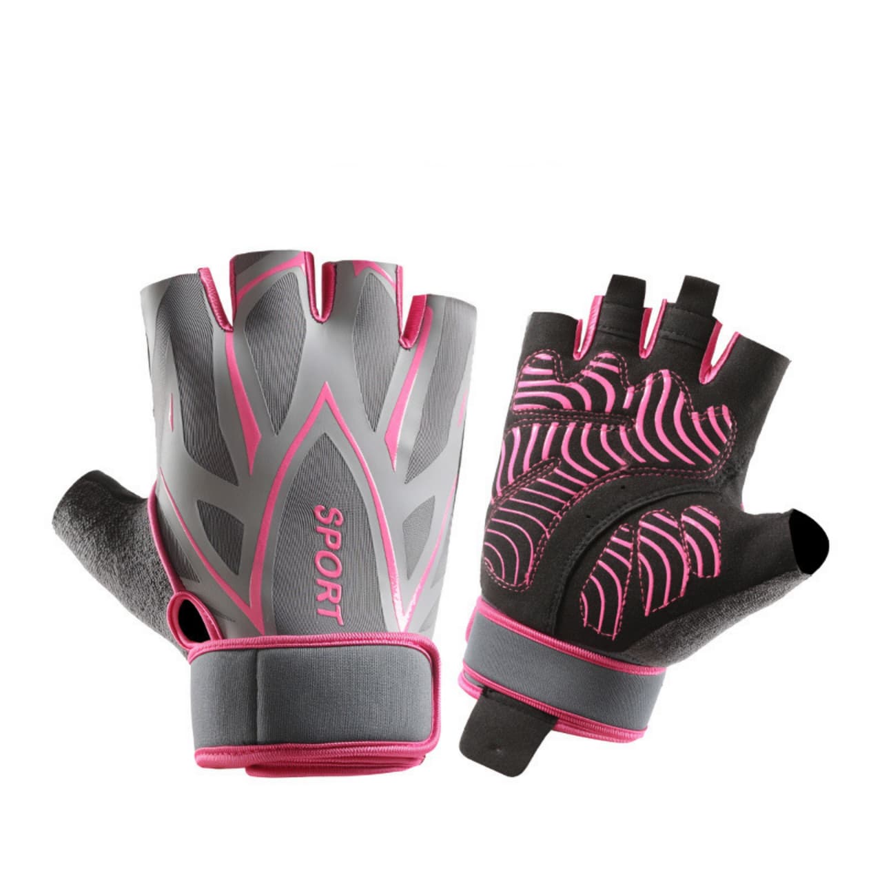 Gym Gloves with wrist support strap (unisex) Gym Gloves With Wrist Support Strap Pink